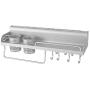 IRONWALLS Wall Mounted Pot Pan Rack Kitchen Storage Rack Chopsticks Forks Holder Knife Slots Hanger Hooks Duster Cloth Railing Wide Platform Aluminum