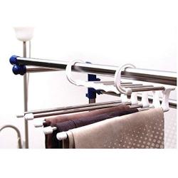 5pcs Random Color 5 in 1 Multi-Function Home Hanger Stainless Steel Plastic Clothes Hanger Rack