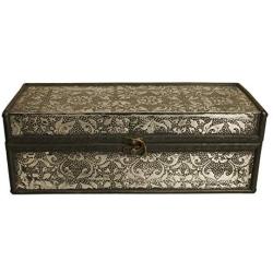 Wald Imports Silver Metal & Wood Decorative Storage Box/Trunk