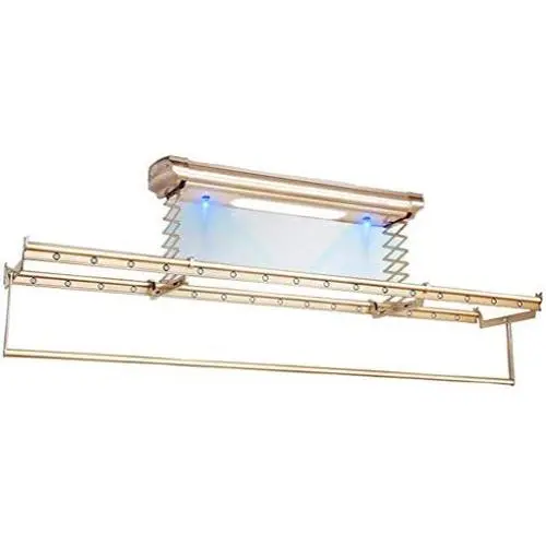 YHLZ Drying Rack, Wall Mounted Folding Clothes Hanger Drying Rack with Octagonal LED Panel Light, UV Disinfection Lamp, Safety Protection System