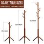 FILWH Premium Bamboo Coat Rack Tree with 8 Hooks, 3 Adjustable Sizes Free Standing Wooden Coat Rack, Super Easy Assembly Hallway, Entryway Coat Hanger Stand for Clothes, Suits