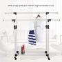 EBTOOLS Clothes Rack Adjustable Collapsible Rolling Double Rails Garment Holder Clothes Coat Wardrobe Rack Dryer Hanger with Storage Net or Home Kitchen Living Room