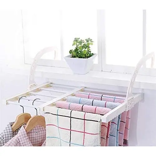 APSOONSELL Clothes Drying Shoe Rack for Laundry Expandable Dry Clothes Rack Balcony Hanging Rack Portable Clothes Hanger Window Sill Rack