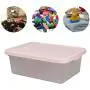 Wekiog Versatile Storage Organizer Plastic Bins with Lids, Pink, 14 Quart, Set of 2