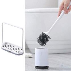 Pacific Rhino Toilet Cleaner Brush and Holder Set Soft Bristles Bathroom Cleaning Set Wall Mounted Bundle with Caddy Sponge Soap Holder and Cleaning Cloth Rag Hanger