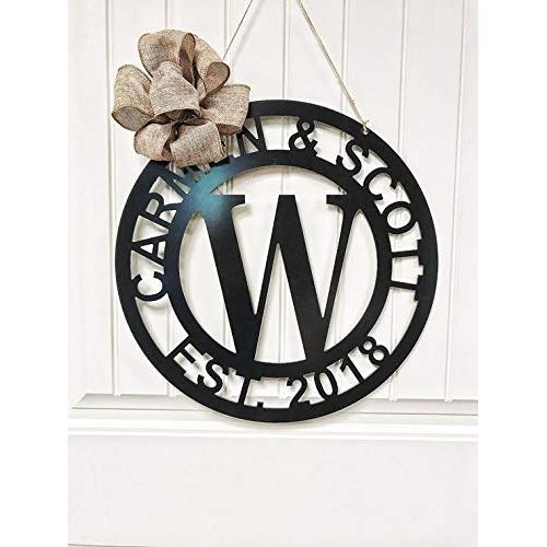 Personalized Last Name Door Hanger-18" ACM Sign-Monogram Gifts For Women-Monogram Door Wreath- Established Family Sign-Initial Door Hanger