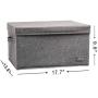 YueYue Large Fabric Storage Boxes with Lids,2 Pack Foldable Cloth Storage Box,Fabric Clothes Container Great for Organizers Bedroom Closet Living Room Grey (17.7