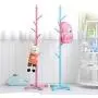 Barture Children’s Coat Rack Wooden Kids Coat Tree Stand Clothes Hat Rack Hangers for Childrens Bedrooms (Two Colors) (Color : Pink)