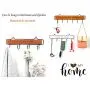 Wall-Mounted Coat Rack, 15-inch Wooden Shelving Hook Storage Key Holder with 5 Metal Hooks for Keys Towel Clothes Hats Bags Mudroom Bathroom Entryway, (2 Packs, Brown)