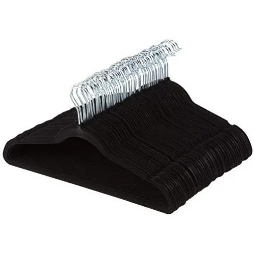 AmazonBasics Velvet Suit Hangers - 100-Pack, Black (Renewed) AmazonBasics Velvet Suit Hangers - 100-Pack, Black (Renewed)