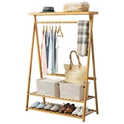 KXBYMX Bamboo Coat Rack Clothing Rack Clothes Hanger 2 Layer Shoes Rack Shelf Laundry Storage Rack -Multifunctional Coat Rack (Size : 160cm)
