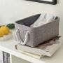TheWarmHome Grey Linen Storage Basket for Shelves, Storage for Toys,Fabric Organizer Bins