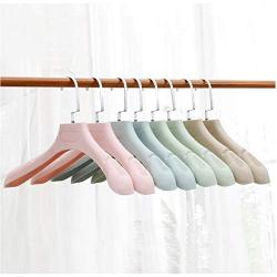 10pcs Random Color High Grade Pink Blue Green Wide Shoulder Plastic Clothes Coats Hanger Rack, Colorful Luxury Thick Suit Hangers