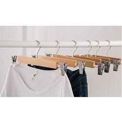 ZGQA 10PCS/LOT Firm Wood Pants Rack Pants Clip Hanger Clothes Hanging Pants Rack Hanging Clip Hanger 10 Sticks (Color : Brown, UnitCount : 10PCS)