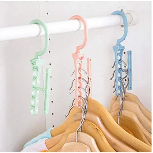 10pcs Random Color Plastic 5 Circle Multilayer Windproof Clothes Hanger Organizer Fixed Holder Storage Racks Buckle Hanger Anti-Slip Home