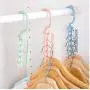 10pcs Random Color Plastic 5 Circle Multilayer Windproof Clothes Hanger Organizer Fixed Holder Storage Racks Buckle Hanger Anti-Slip Home