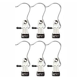 6 Pcs Stainless Steel S Shape Non-slip Clothes Coat Pants Hanger Clips Laundry Clothes Trousers Hanging Hook Clips Pins Boots Clothes Pegs