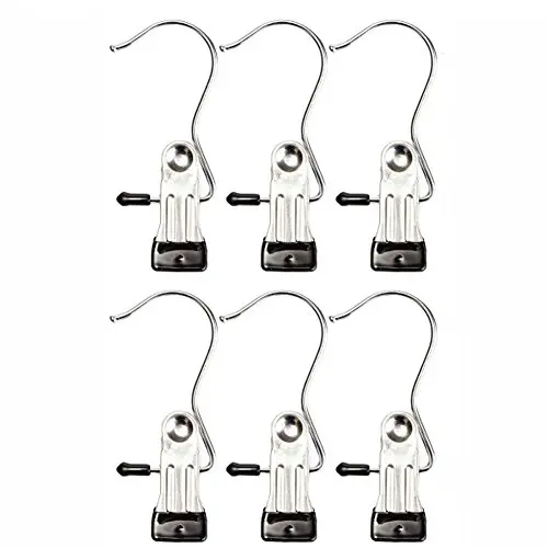6 Pcs Stainless Steel S Shape Non-slip Clothes Coat Pants Hanger Clips Laundry Clothes Trousers Hanging Hook Clips Pins Boots Clothes Pegs