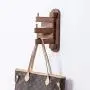 YI KUI Wall Shelves Wall Mounted Swivel Coat Rack 5 Hooks Rail Multi Foldable Arms Solid Oak Wood Towel Key Rack Clothes Hangers for Bathroom Entryway Bedroom Office Kitchen-Walnut Wood