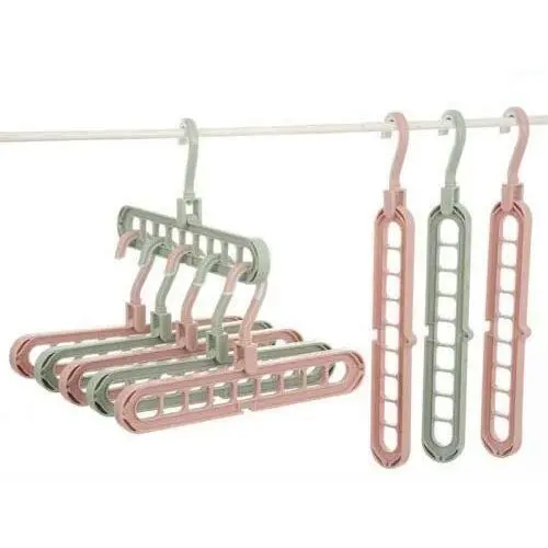 Clothes Hangers with 9 Hole - Samoii Set of 6 Space Saving Hangers Magic Cascading Hanger Closet Clothes Organizer for Skirt Hangers - Clothes Hanger - Pants Hangers - Ultra Thin No Slip