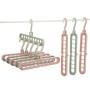 MIS1950s 6Pcs Multi-Function Hanger, Creative Finishing Frame Hangers, Clothes 9 Hole Towel Hook Closet Organizer Plastic Storage Rack for Slack, Trouser, Jeans,Towels etc (Multicolor)