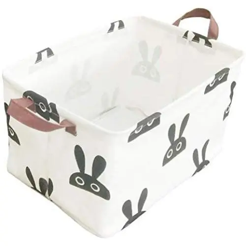 BOOHIT Rectangular Storage Bin,Waterproof Coating Storage Baskets,Collapsible Toy Storage Bins with Handles,Shelf Organizer Bin,Toy Box（Rabbit