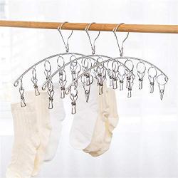 Iddefee Clothes Hanger 3 Pack Hanging Drying Rack Laundry Drip Hanger Stainless Steel Sturdy Racks for Socks Baby Clothes Bras Towel Pants Hangers (Color : Silver, Size : 40x9cm)