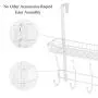 Coat Rack Over the Door Hook 5 Hooks Door Hanger with Detachable Storage Organizer and Metal Stainless Steel for Coats, Bags, Towels, Bathroom, Bedroom
