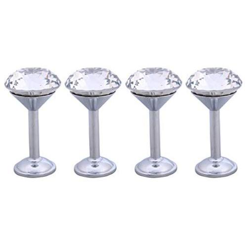 LIOOBO 4pcs Diamond Hooks Crystal Wall Hanger for Coat Hat Clothes Towel Curtain Holdbacks (40mm, Silver)