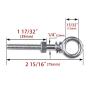 Muzata Stainless Steel T316 Shoulder Eye Bolts 1/4''x2'',Heavy Duty Eyebolts,5PACK CR31,Series CA1 Muzata Stainless Steel T316 Shoulder Eye Bolts 1/4''x2'',Heavy Duty Eyebolts,5PACK CR31,Series CA1
