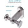 Double Robe Hook, Aomasi SUS304 Stainless Steel Dual Towel Coat Hook, Modern Utility Home storage Holder, Cloth Hanger for Bathroom Toilet Kitchen, Wall Mount, Brushed Nickel