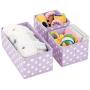 mDesign Soft Stackable Fabric Closet Storage Organizer Holder Boxes - Clear Window, Attached Lid, for Child/Kids Room, Nursery - Polka Dot Print - Set of 12 - Light Purple/White