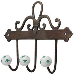 Indianshelf Handmade 1 Artistic Vintage Green Ceramic Star Wall Hooks Hangers/Hooks for Hanging Towels