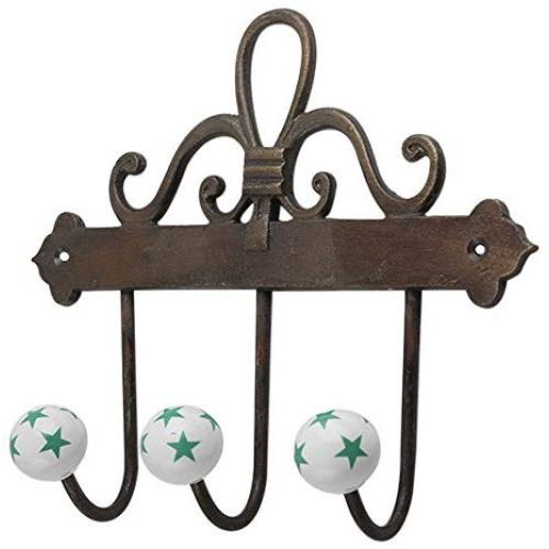 Indianshelf Handmade 1 Artistic Vintage Green Ceramic Star Wall Hooks Hangers/Hooks for Hanging Towels