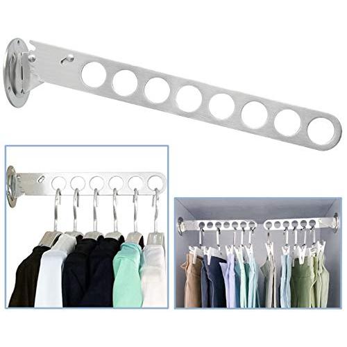 Alise Clothes Hanger Clothing Multiple Hook Wardrobe Hanging System Closet Storage Organizer Holder Wall Mounted,Stainless Steel Brushed Nickel