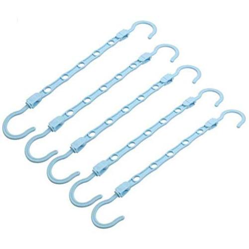 Dgump 5-Pack Multifunctional Magic Hanger, Five-Hole Hanger, Clothes Storage Artifact, Space Saving Household Folding Hanger (Blue)