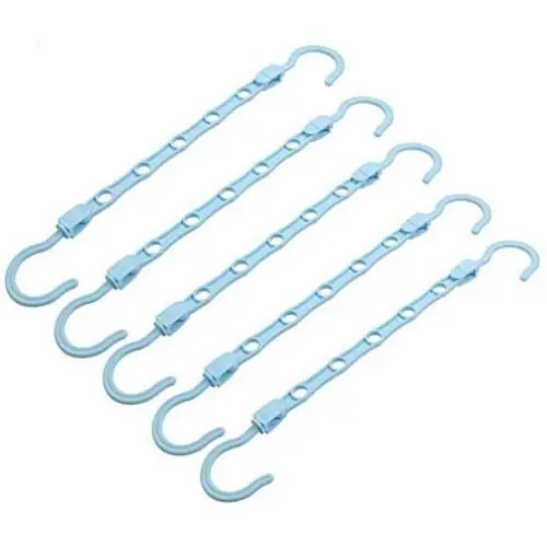 Dgump 5-Pack Multifunctional Magic Hanger, Five-Hole Hanger, Clothes Storage Artifact, Space Saving Household Folding Hanger (Blue)
