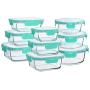 Bayco Glass Food Storage Containers with Lids, [18 Piece] Glass Meal Prep Containers, Airtight Glass Lunch Bento Boxes, BPA-Free & FDA Approved & Leak Proof (9 lids & 9 Containers)