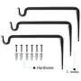 Wallniture Hand Forged Straight Wrought Iron Clothes Bar Coat Hook Hanger Rustic Vintage Style Bracket Set of 3