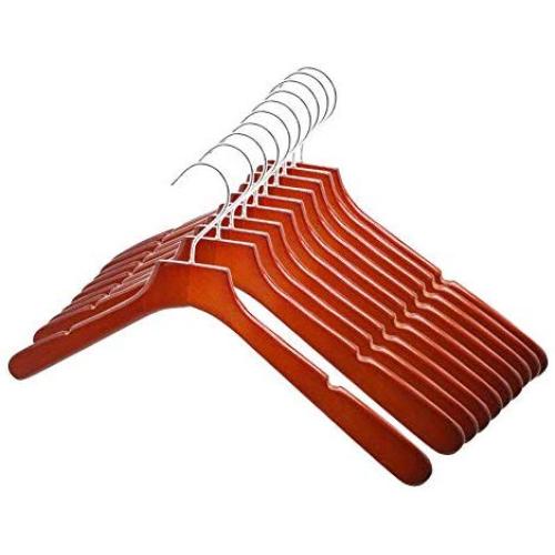 Perfecasa Svelte Series Wooden Hangers 10 Pack, Suit Hangers, Coat Hangers (Cherry)