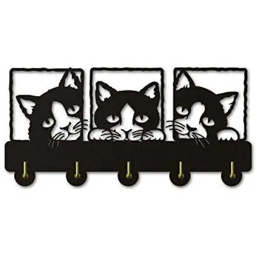 Peeping Cat Keys Wall Hook Black Cat Clothes Wall Hanger Kitty Coat Rack Pets Peeping Cat Keys Wall Hook Black Cat Clothes Wall Hanger Kitty Coat Rack Pets