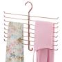 mDesign Metal Closet Rod Hanging Accessory Storage Organizer Rack for Scarves, Ties, Yoga Pants, Leggings, Tank Tops - Snag Free, Geometric Design, 16 Arms/1 Hook - 2 Pack - Rose Gold