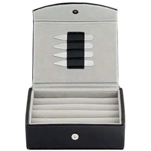 Mens Leather Travel Cufflinks Ring Storage Boxes Case with 2 Free Pairs Metal Collar Stays - Holds 9 to 12 Pairs. Mens Leather Travel Cufflinks Ring Storage Boxes Case with 2 Free Pairs Metal Collar Stays - Holds 9 to 12 Pairs.