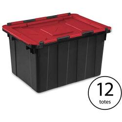 Sterilite 12 Gallon Hinged Lid Industrial Tote (12 Pack)