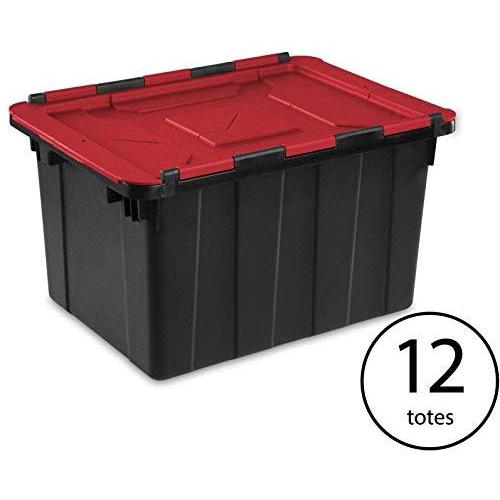 Sterilite 12 Gallon Hinged Lid Industrial Tote (12 Pack)