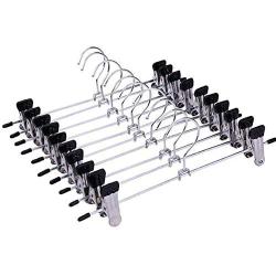 KYCPTNFJ 10pcs Stainless Steel Trousers Rack Clip Metal Anti-Slip Clothespin Wardrobe Pants Clamp Clothes Hanger for Balcony Bathroom