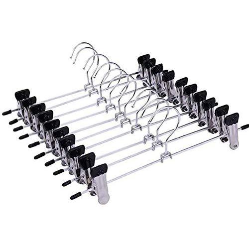 KYCPTNFJ 10pcs Stainless Steel Trousers Rack Clip Metal Anti-Slip Clothespin Wardrobe Pants Clamp Clothes Hanger for Balcony Bathroom