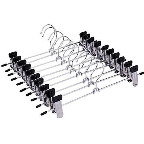 KYCPTNFJ 10pcs Stainless Steel Trousers Rack Clip Metal Anti-Slip Clothespin Wardrobe Pants Clamp Clothes Hanger for Balcony Bathroom