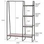 IRIS USA, Inc. PI-B3 IRIS Metal Garment Rack with Wood Shelves, Black/Dark Brown