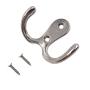 Maosifang 16 Pieces Double Prong Robe Hook Retro Cloth Hanger with 32 Pieces Screws in Matte Nickel,Silver